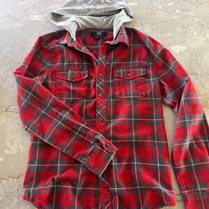 Beautiful Giant Plaid Button Up with Hood